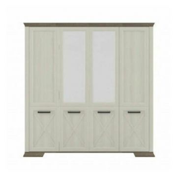 Dulap Marsel SZF4D, 4 uși, design modern, MDF și PAL, 220x216x60 cm, alb frasin