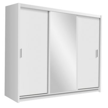 Dulap Monako dulap cu usi culisante din pal melaminat cu feronerie de calitate și compartimentare practică, 250x61x215 cm, alb Dulap Monako dulap cu usi culisante din pal melaminat cu feronerie de calitate și compartimentare practică, 250x61x215 cm, alb