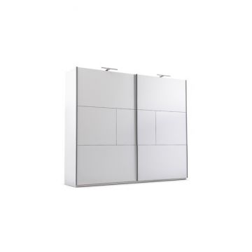 Dulap Nimes cu compartimentare spațioasă și design modern, din PAL melaminat, 250x65x215 cm, alb