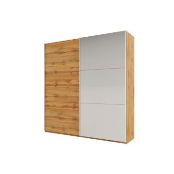 Dulap Rodos, uși glisante și rafturi spațioase, PAL melaminat, 225x244x65 cm, Stejar Dulap Rodos, uși glisante și rafturi spațioase, PAL melaminat, 225x244x65 cm, Stejar