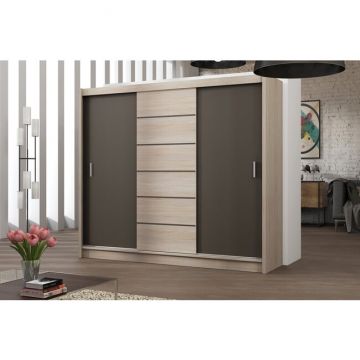 Dulap Sewilla dulap cu usi culisante din pal melaminat cu feronerie de calitate și compartimentare practică, 250x61x215 cm, stejar Sonoma Dulap Sewilla dulap cu usi culisante din pal melaminat cu feronerie de calitate și compartimentare practică, 250x61x215 cm, stejar Sonoma