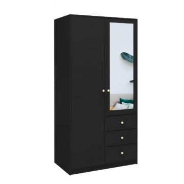 Dulap Siena D2, design modern cu două uși și oglinzi, PAL melaminat, 100x58x200 cm, alb