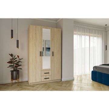 Dulap Simple Sonoma 2D cu sertare, structură PAL melaminat, organizare practică, 205x120x52 cm, Sonoma Dulap Simple Sonoma 2D cu sertare, structură PAL melaminat, organizare practică, 205x120x52 cm, Sonoma