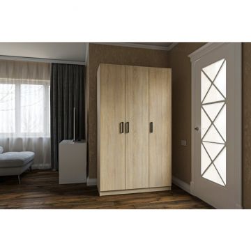 Dulap Simple Sonoma 3D, structură PAL melaminat, spațiu depozitare generos, 205x120x52 cm, Sonoma