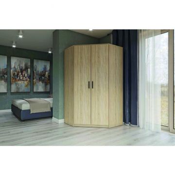 Dulap Simple Sonoma pe colț, structură PAL melaminat, spațiu depozitare inteligent, 205x150x52 cm, Sonoma Dulap Simple Sonoma pe colț, structură PAL melaminat, spațiu depozitare inteligent, 205x150x52 cm, Sonoma