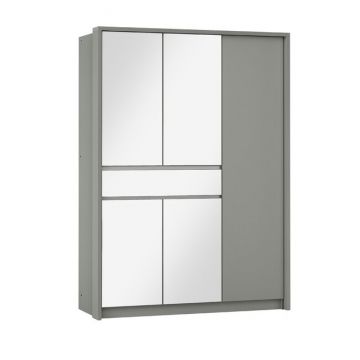 Dulap Split Platinum cu uși glisante și PAL melaminat, 157x65x217 cm, gri