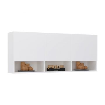 Dulap suspendat Malmo, 3 Usi, Alb, 144 x 27 x 60 cm