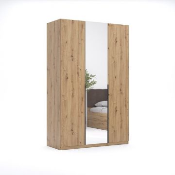 Dulap Teddy cu 3 uși și oglindă, compartimentare eficientă, 210x134.4x55 cm, stejar Dulap Teddy cu 3 uși și oglindă, compartimentare eficientă, 210x134.4x55 cm, stejar