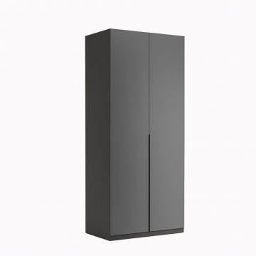 Dulap Teo cu 2 uși, design minimalist, spațiu bine compartimentat, material PAL și MDF, 210x89.6x55 cm, gri Dulap Teo cu 2 uși, design minimalist, spațiu bine compartimentat, material PAL și MDF, 210x89.6x55 cm, gri