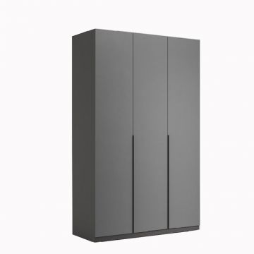 Dulap Teo cu 3 uși, funcționalitate ridicată și finisaj modern, material PAL și MDF, 210x134.4x55 cm, gri Dulap Teo cu 3 uși, funcționalitate ridicată și finisaj modern, material PAL și MDF, 210x134.4x55 cm, gri