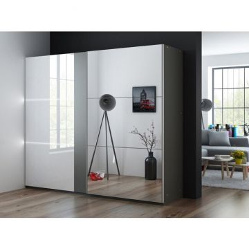 Dulap Tunis cu uși culisante și profil LED, pal melaminat, 250x65x215 cm, grafit Dulap Tunis cu uși culisante și profil LED, pal melaminat, 250x65x215 cm, grafit