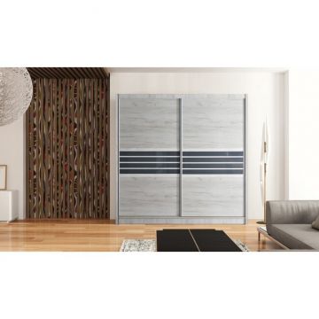 Dulap Turyn cu spațiu generos și sistem glisant, pal melaminat, 203x61x215 cm, alb Dulap Turyn cu spațiu generos și sistem glisant, pal melaminat, 203x61x215 cm, alb