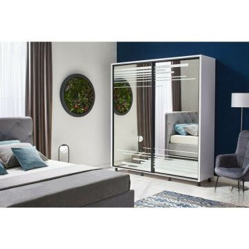 Dulap Venus cu rafturi și bară pentru umerașe, PAL melaminat, 120 cm, alb