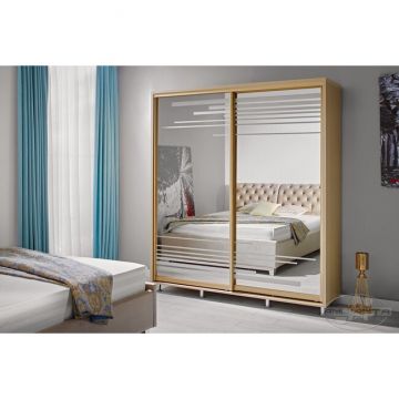 Dulap Venus cu rafturi și bară pentru umerașe, PAL melaminat, 120 cm, cremona