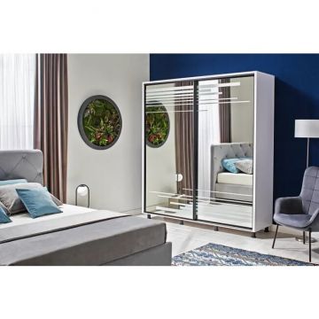 Dulap Venus cu rafturi și bară pentru umerașe, PAL melaminat, 160 cm, alb Dulap Venus cu rafturi și bară pentru umerașe, PAL melaminat, 160 cm, alb