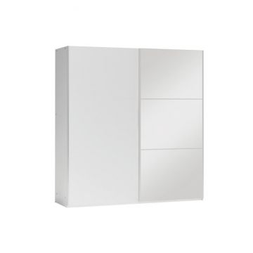 Dulap Vigo, 2 uși glisante, PAL melaminat rezistent, feronerie Hafele, 150 cm, alb Dulap Vigo, 2 uși glisante, PAL melaminat rezistent, feronerie Hafele, 150 cm, alb