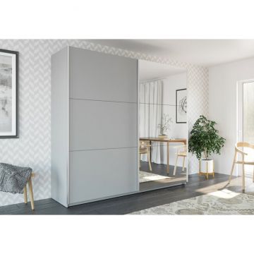 Dulap Vigo PAL Melaminat, Usi Glisante, 200x65x215 cm Alb Dulap Vigo PAL Melaminat, Usi Glisante, 200x65x215 cm Alb