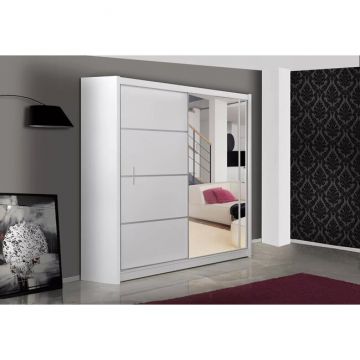 Dulap Vista cu feronerie Hafele și ghidaje aluminiu, pal melaminat, 180x61x215 cm, alb Dulap Vista cu feronerie Hafele și ghidaje aluminiu, pal melaminat, 180x61x215 cm, alb