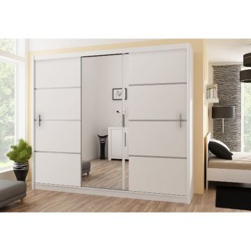 Dulap Vista, sistem glisant + spațiu generos, PAL melaminat, 250x61x215 cm, alb