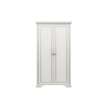 Dulap White 2D, 2 uși, MDF frezat și PAL melaminat, 126x63.5x221 cm, frasin alb și pin argintiu