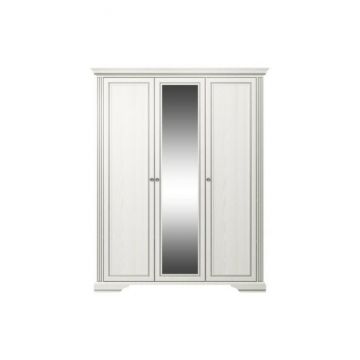 Dulap White 3D(2S), 3 uși, 2 sertare, MDF frezat și PAL melaminat, 176x63.5x221 cm, frasin alb și pin argintiu