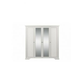 Dulap White 4D(2S), 4 uși, 2 sertare, MDF frezat și PAL melaminat, 226x63.5x221 cm, frasin alb și pin argintiu
