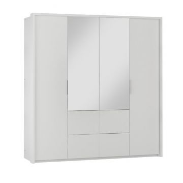 Dulap Wieden cu uși glisante și feronerie premium, PAL melaminat, 208x65x217 cm, alb