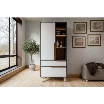 Dulap Wood 1D2S, 1 ușă + 2 sertare, balamale soft-close, structură PAL melaminat, 180x80x45 cm, personalizabil Dulap Wood 1D2S, 1 ușă + 2 sertare, balamale soft-close, structură PAL melaminat, 180x80x45 cm, personalizabil