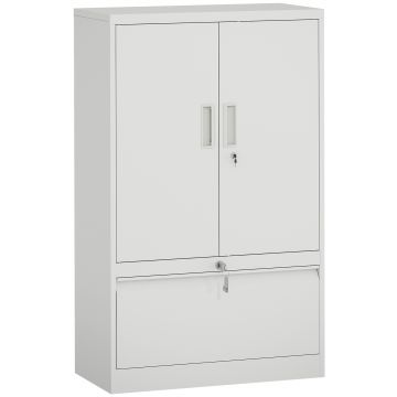 HOMCOM Dulap pentru Birou cu Raft Interior Reglabil și Sertar Alb | Aosom Romania