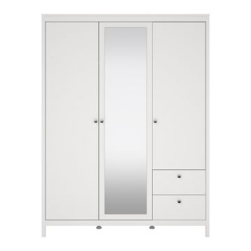 Șifonier alb cu oglindă 150x199x58 cm Madrid – Tvilum