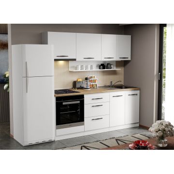 Mobila Bucatarie alba Aroma - 01 - 200 cm Mobila Bucatarie alba Aroma - 01 - 200 cm