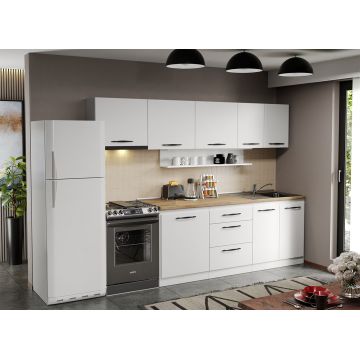 Mobila Bucatarie alba Aroma - 03 - 260 cm Mobila Bucatarie alba Aroma - 03 - 260 cm