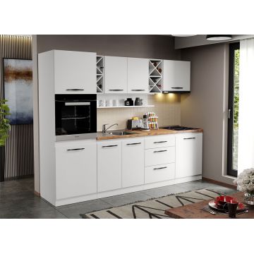 Mobila Bucatarie alba Aroma - 04 - 260 cm Mobila Bucatarie alba Aroma - 04 - 260 cm