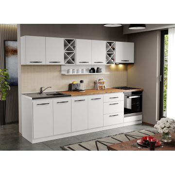 Mobila Bucatarie alba Aroma - 07 - 280 cm Mobila Bucatarie alba Aroma - 07 - 280 cm