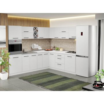 Mobila Bucatarie alba Sofi pe colt - 64 - 270/220 cm Mobila Bucatarie alba Sofi pe colt - 64 - 270/220 cm