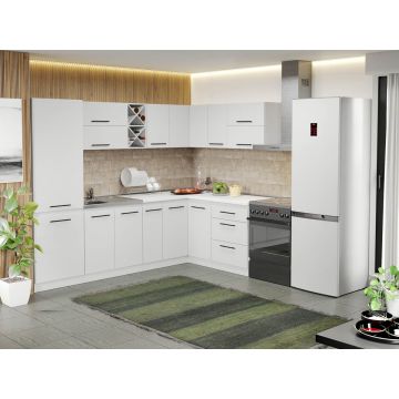 Mobila Bucatarie alba Sofi pe colt - 65 - 270/160 cm Mobila Bucatarie alba Sofi pe colt - 65 - 270/160 cm