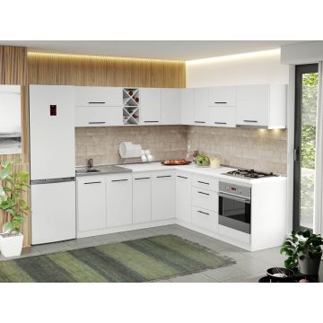 Mobila Bucatarie alba Sofi pe colt - 66 - 210/220 cm Mobila Bucatarie alba Sofi pe colt - 66 - 210/220 cm