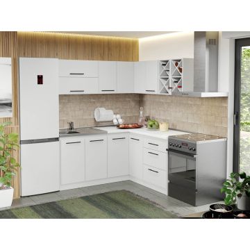 Mobila Bucatarie alba Sofi pe colt - 69 - 180/160 cm Mobila Bucatarie alba Sofi pe colt - 69 - 180/160 cm