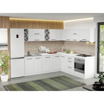 Mobila Bucatarie alba Sofi pe colt - 71 - 240/220 cm Mobila Bucatarie alba Sofi pe colt - 71 - 240/220 cm