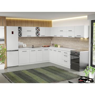 Mobila Bucatarie alba Sofi pe colt - 75 - 240/300 cm Mobila Bucatarie alba Sofi pe colt - 75 - 240/300 cm