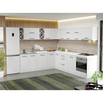 Mobila Bucatarie alba Sofi pe colt - 76 - 240/280 cm Mobila Bucatarie alba Sofi pe colt - 76 - 240/280 cm