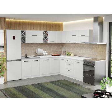 Mobila Bucatarie alba Sofi pe colt - 77 - 240/220 cm Mobila Bucatarie alba Sofi pe colt - 77 - 240/220 cm