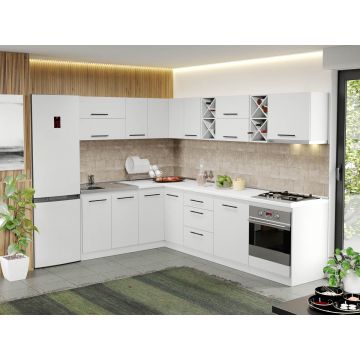 Mobila Bucatarie alba Sofi pe colt - 80 - 180/280 cm Mobila Bucatarie alba Sofi pe colt - 80 - 180/280 cm