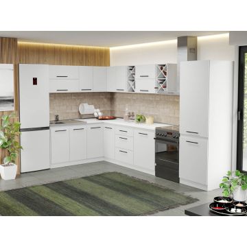 Mobila Bucatarie alba Sofi pe colt - 83 - 180/280 cm Mobila Bucatarie alba Sofi pe colt - 83 - 180/280 cm