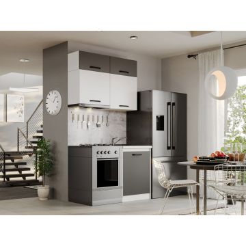 Mobila Bucatarie Fog Alb+Gri - 37 - 120 cm Mobila Bucatarie Fog Alb+Gri - 37 - 120 cm