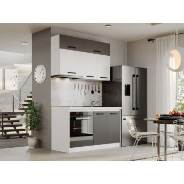 Mobila Bucatarie Fog Alb+Gri - 39 - 140 cm Mobila Bucatarie Fog Alb+Gri - 39 - 140 cm