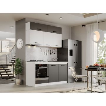 Mobila Bucatarie Fog Alb+Gri - 42 - 160 cm Mobila Bucatarie Fog Alb+Gri - 42 - 160 cm