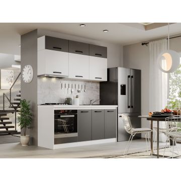 Mobila Bucatarie Fog Alb+Gri - 44 - 180 cm Mobila Bucatarie Fog Alb+Gri - 44 - 180 cm