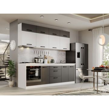 Mobila Bucatarie Fog Alb+Gri - 50 - 240 cm Mobila Bucatarie Fog Alb+Gri - 50 - 240 cm