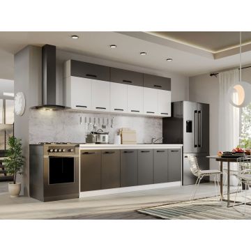 Mobila Bucatarie Fog Alb+Gri - 61 - 240 cm Mobila Bucatarie Fog Alb+Gri - 61 - 240 cm